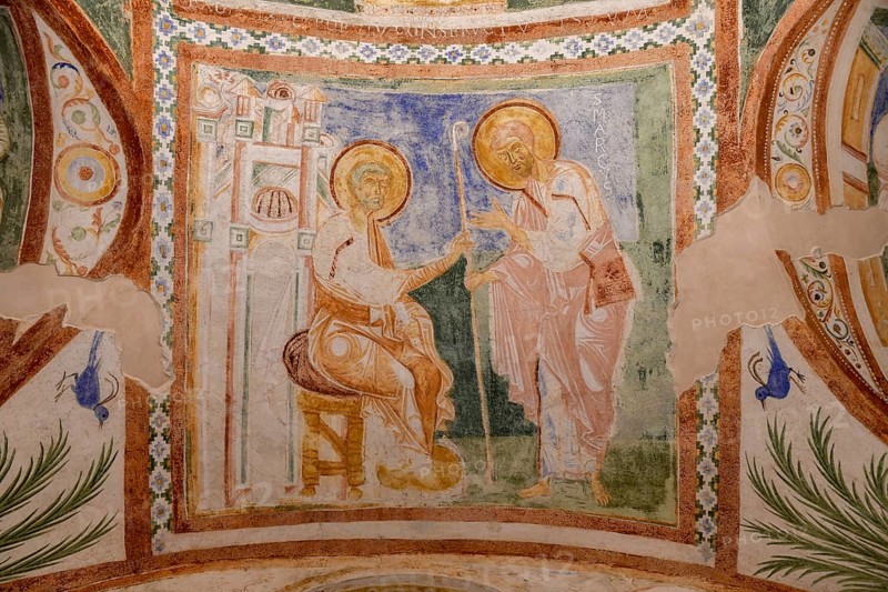 Frescoes from the 12th century in the crypt of the Basilica of Santa Maria Assunta, Unesco World Heritage Site, Aquileia, Friuli Venezia Giulia Region, Italy, Europe