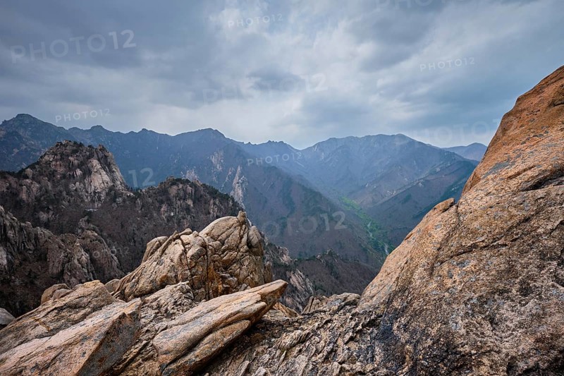 Rocks and stones in cloudy weather. Seoraksan National Park, South Korea, Asia