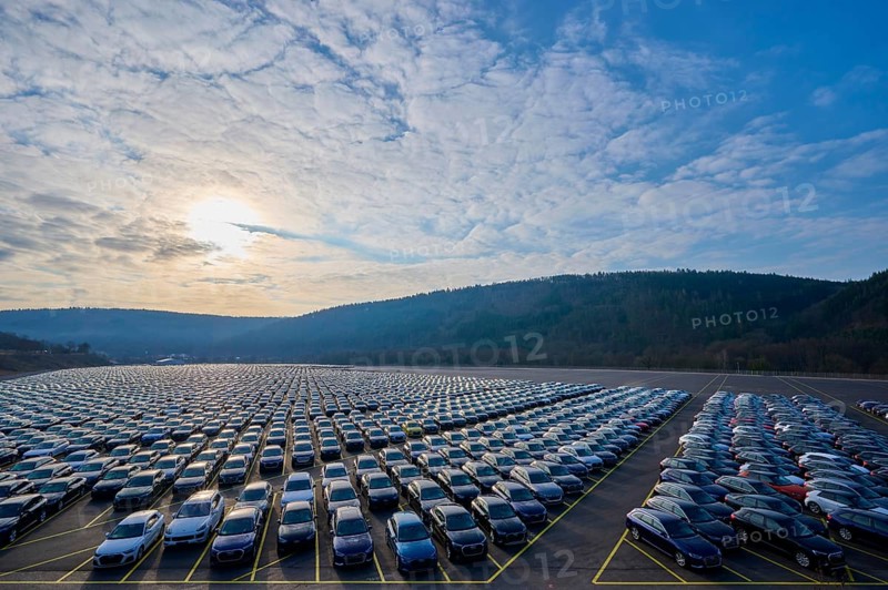 Large number of cars on assembly point, brand Audi, Germany, Europe