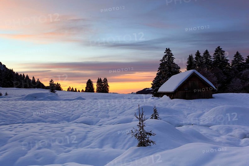 Hut, Alpstein area, Alpstein massif, Appenzell, Switzerland, Europe