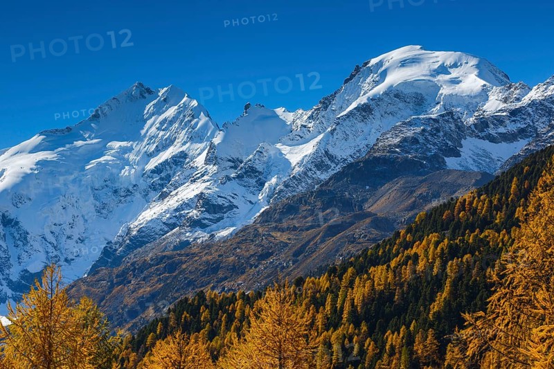 Piz Bernina, 4049 m, Piz Morteratsch, 3751, Biancograt, Upper Engadine, Grisons, Switzerland, Europe
