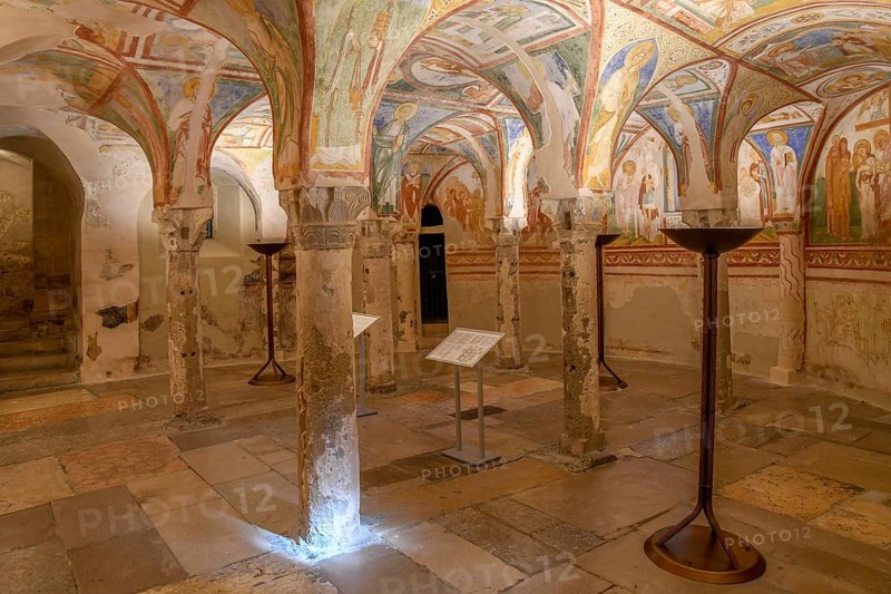 Frescoes from the 12th century in the crypt of the Basilica of Santa Maria Assunta, Unesco World Heritage Site, Aquileia, Friuli Venezia Giulia Region, Italy, Europe