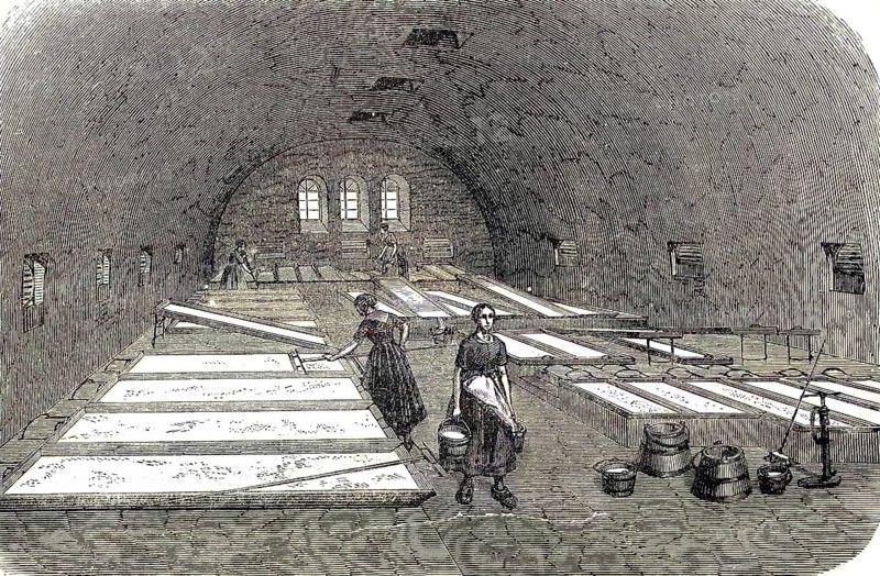 Model farm in Zealand in 1896, milk cellar, Denmark, Historic, digitally restored reproduction of an original 19th-century pattern, exact original date unknown, Europe