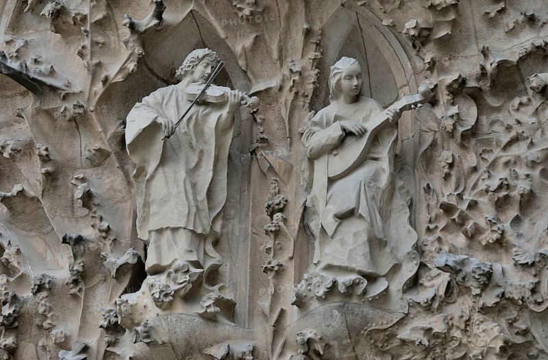 Detail of the Nativity façade of the Sagrada Familia, Holy Family Church of the Atonement, by architect Antoni Gaudí, UNESCO World Heritage Site, Barcelona, ??Catalonia, Spain, Europe