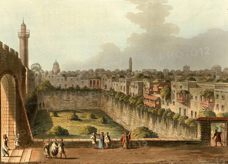 Historical Palestine, Pool of Bethesda Jerusalem, Historical, digitally restored reproduction from an early 19th century original, date unknown
