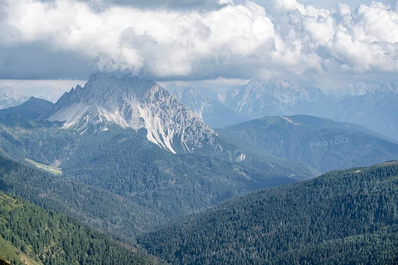 View from the Carnic main ridge to the Sesto Dolomites, Carnic Alps, Carinthia, Austria, Europe