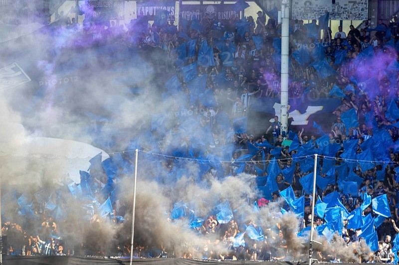 Football 3rd division, 2024/25 season, matchday 2: Waldhof Mannheim vs Viktoria Köln. Picture: Choreography, pyrotechnics and plenty of confidence among the Waldhof fans ahead of the first home game of the new season