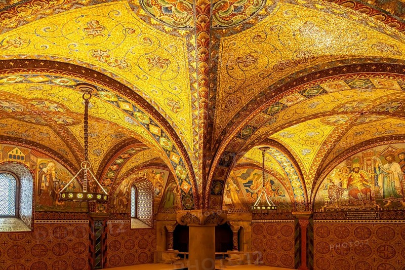 Glass mosaics of the Elisabeth Bower, medieval woman's chamber in the Wartburg in Eisenach, Thuringia, Germany, Europe