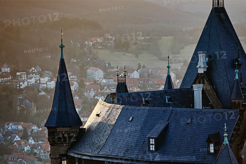 View of the castle and Wernigerode, Harz Mountains, Saxony-Anhalt, Germany, Europe