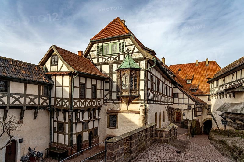 Bailiwick with the Nuremberg Oriel, Wartburg Castle, UNESCO World Heritage Site in Eisenach, Thuringia, Germany, Europe