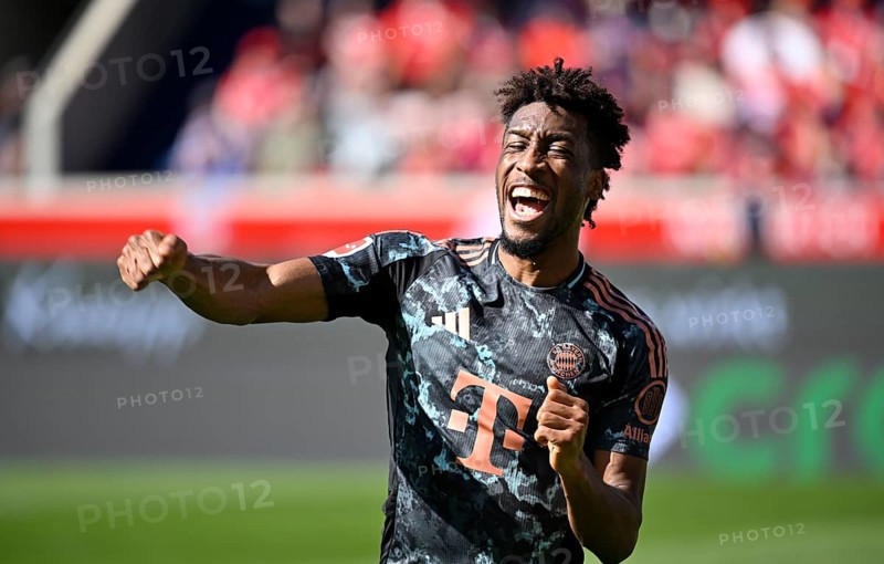 Goal celebration Kingsley Coman FC Bayern Munich FCB (11) Voith-Arena, Heidenheim, Baden-Württemberg, Germany, Europe