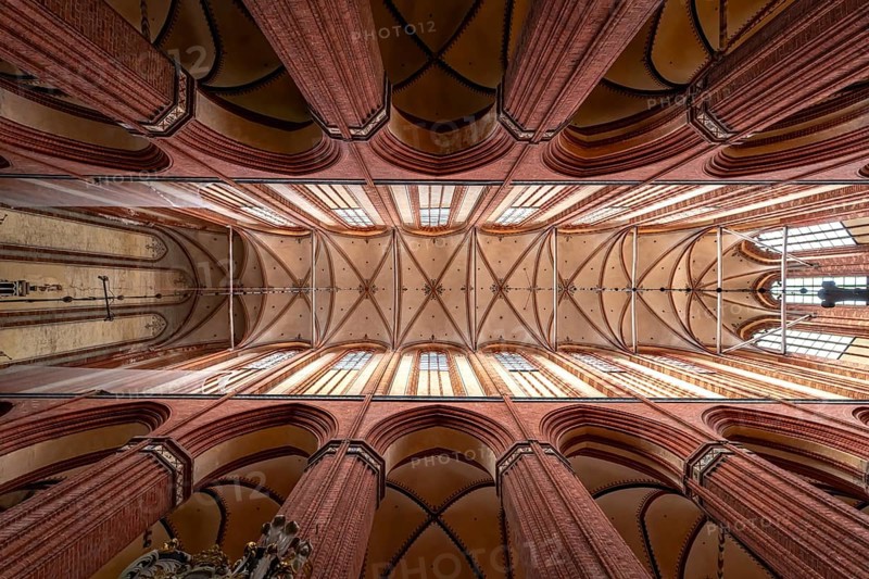 Vaults of the church of St Nikolai in the Hanseatic city of Wismar, Mecklenburg-Western Pomerania, Germany, Europe