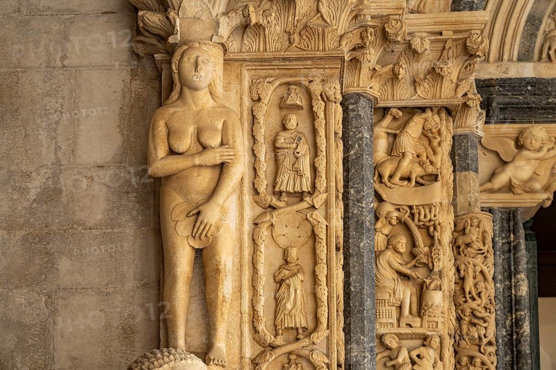 Eva at Radovan's portal of the Cathedral of St Laurence in Trogir, Croatia, Europe