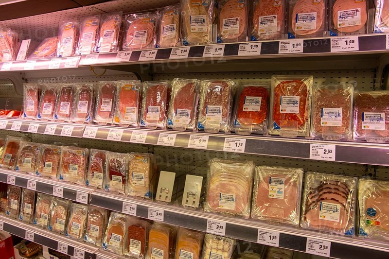 February 2024: Sausage products in the supermarket