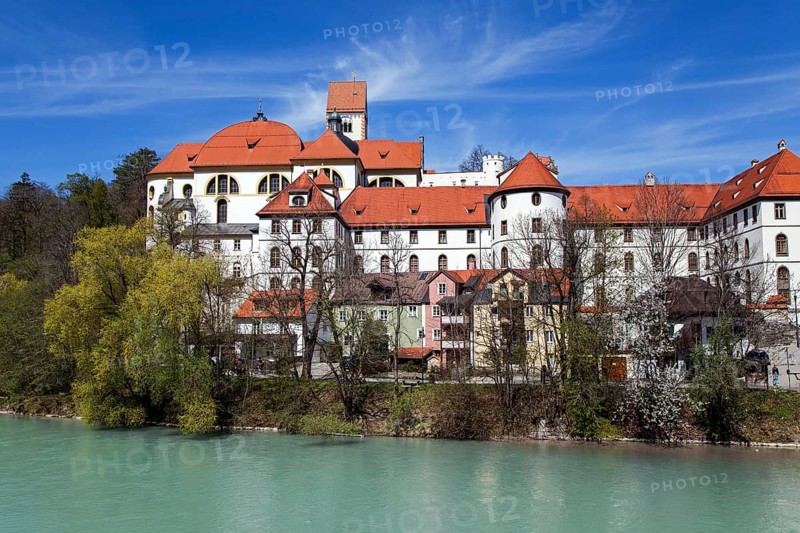 Sankt Mang and Lech Monastery, Füssen, Ostallgäu, Allgäu, Swabia, Bavaria, Germany, Europe