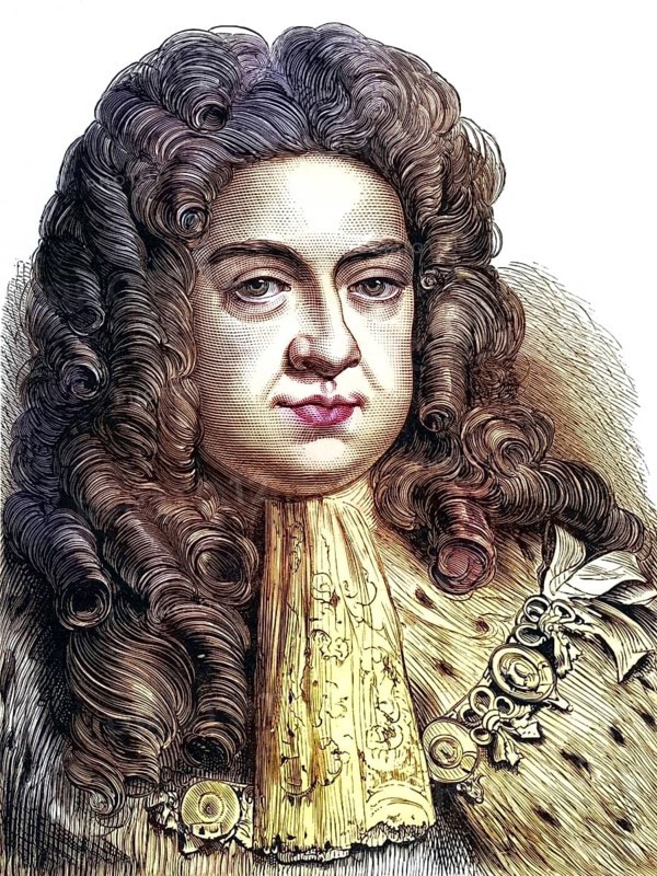 George I (1660-1727) King of Great Britain and Ireland from 1714, Elector of Hanover from 1798, first Hanoverian monarch of the United Kingdom, Historical, digitally restored reproduction from a 19th century original, Record date not stated