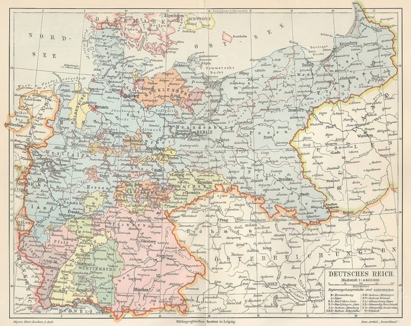 Historical postcard, picture postcard, German Reich, map around 1938, with Silesia and Prussia, digitally enhanced reproduction of an original from around 1900, picture postcard