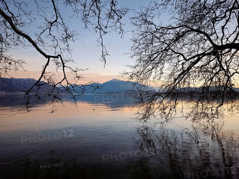 Sunset at Lake Zug, Rigi in the background, Cham, Canton Zug, Switzerland, Europe