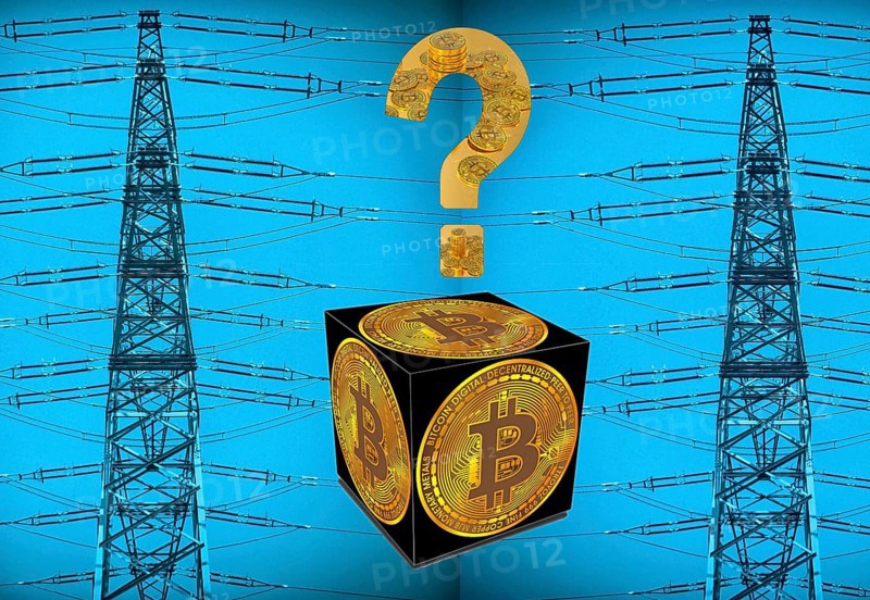 Symbolic image, Bitcoin questionable due to extreme energy demand, stock market prices, insecure digital currency, resources, energy, industry, economy critical, stock market hype, stock market crash, payment, insolvency, wrong decisions, maximum profit, profit slump, share prices, Germany as a business location, global economy, globalisation, environmental protection, mafia, Trump government, Bitcoin rally, cryptocurrency, electronic wallet, crypto reserve, price development, stock market trading