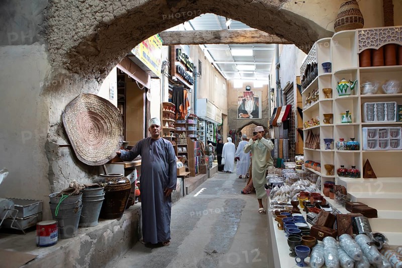 Souk or Soug or market in the old town of Nizwa, ad-Dachiliyya region, Oman, Asia