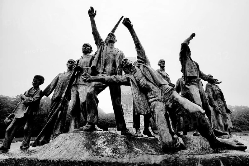 Group of figures from the beech forest memorial by Fritz Cremer, beech forest Memorial, Weimar, Thuringia, Germany, Europe