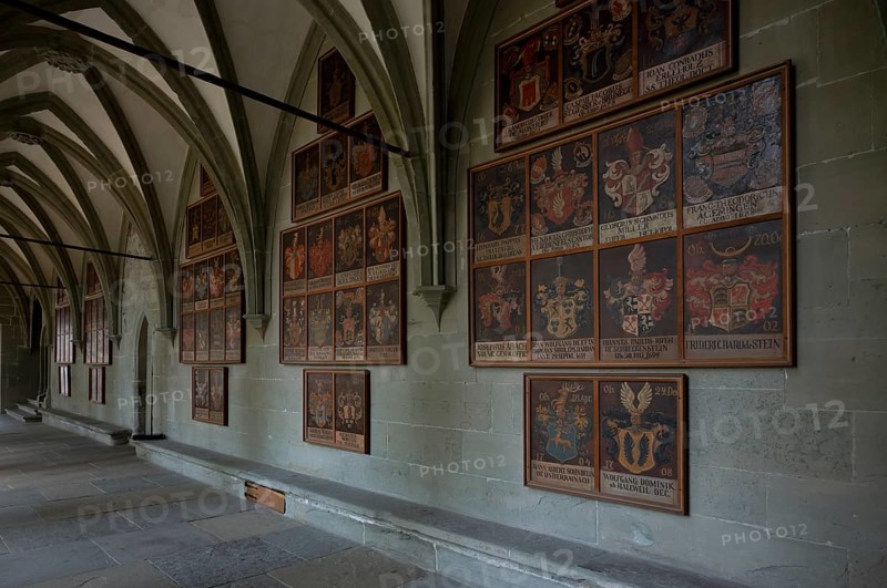 Frescoes, murals, wall painting, early Gothic cloister, Cathedral of Our Lady, Constance, Baden-Württemberg, Germany, Europe
