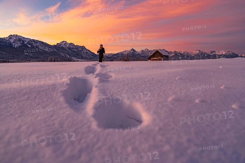 Winter landscape in the Allgäu near Halblech at sunrise