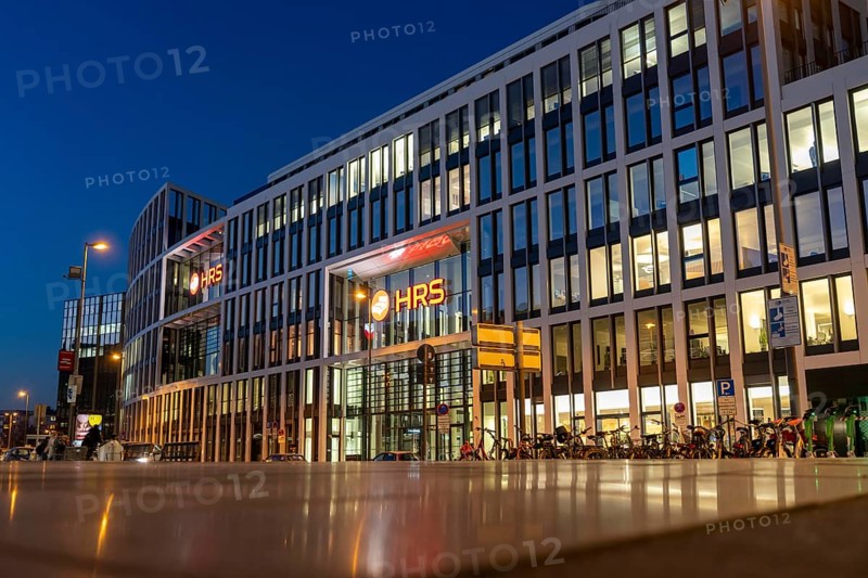 Corporate headquarters of the travel portal HRS, at Cologne Central Station, Breslauer Platz, Cologne Cathedral, Cologne, North Rhine-Westphalia, Germany, Europe
