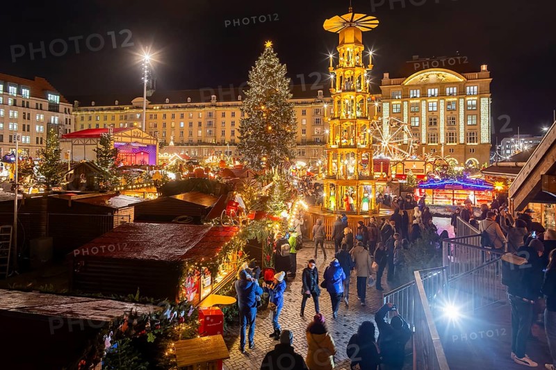 The Dresden Striezelmarkt is a Christmas market in Dresden. It has been held in Advent since 1434, usually on the Altmarkt square, and attracts an average of around two million visitors every year. It is the oldest certified Christmas market in Germany, Dresden, Saxony, Germany, Europe