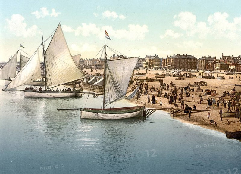 Yachts from the harbour of Yarmouth, County Norfolk, England, Historical, digitally restored reproduction from a 19th century original, Record date not stated