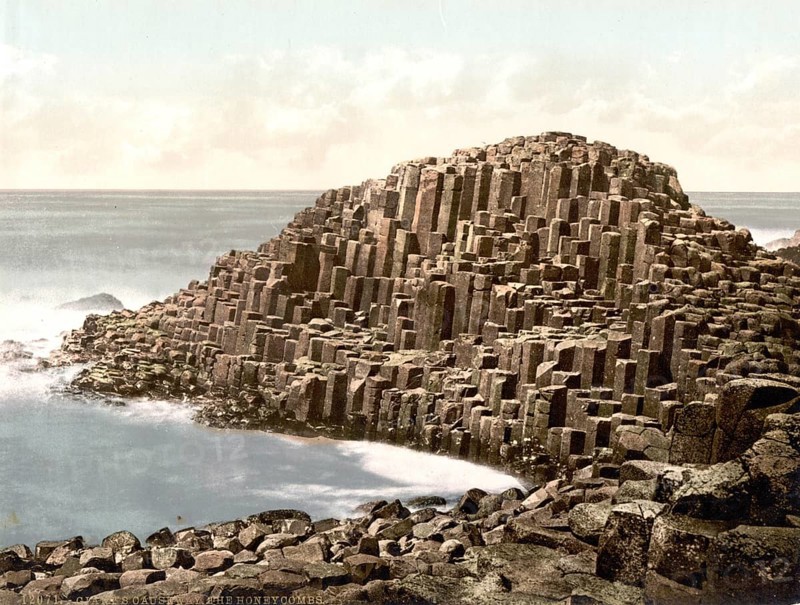 The Honeycombs, Giant's Causeway, County Antrim, Ireland, Historical, digitally restored reproduction from a 19th century original, Record date not stated, Europe