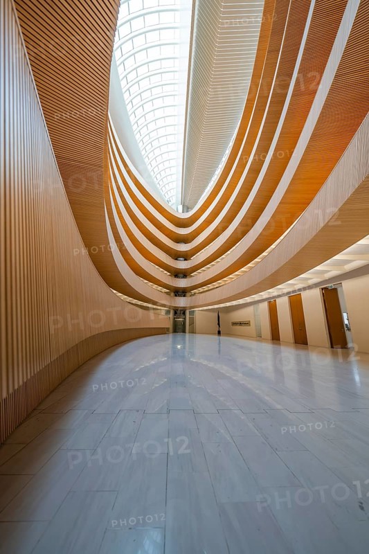 Modern interior with spiral design and elegant glass roof, UB- Recht, Zurich, Switzerland, Europe