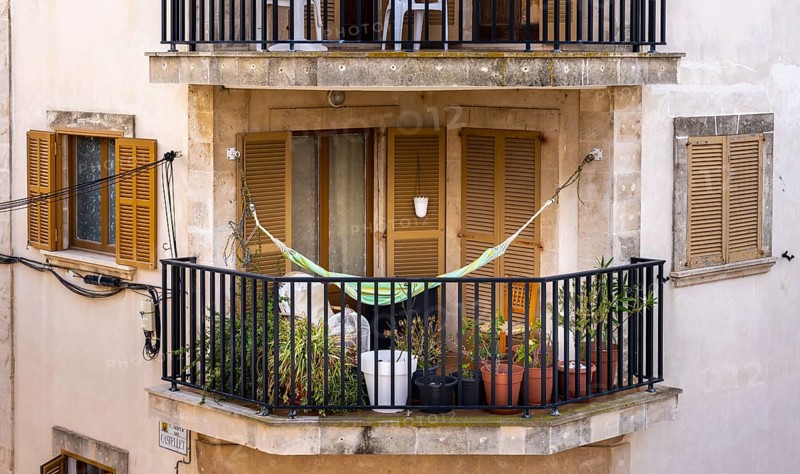 House in the old town of Alcudia, Majorca, Spain, Europe