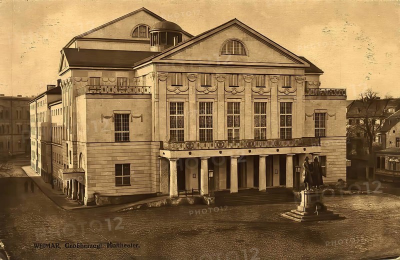 Historical postcard, picture postcard, Grand Ducal Court Theatre in Weimar, Thuringia, Germany, digitally enhanced reproduction of an original from around 1900, picture postcard, Europe