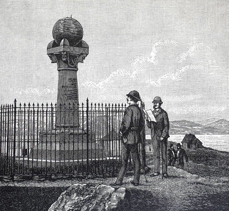 The Meridian Column near the town of Hammerfest, 1895, Norway, reproduction of an original, around 1900, historical, Europe