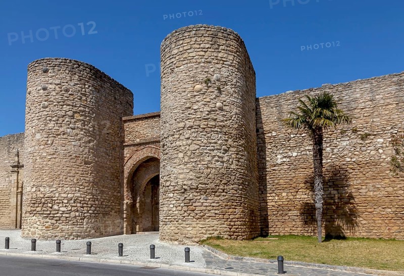 City wall with Almocabar city gate from the 13th century, Ronda, Province of Málaga, Andalusia, Spain, Europe