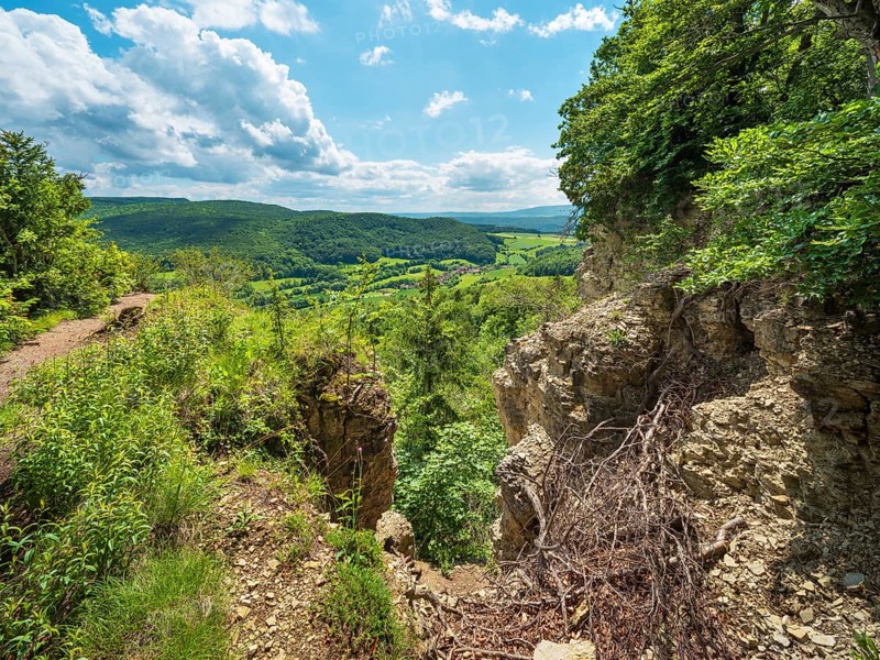 Spring in Eichsfeld, view from the rock formation Nase, Asbach-Sickenberg Eichsfeld, Werratal Thuringia Germany