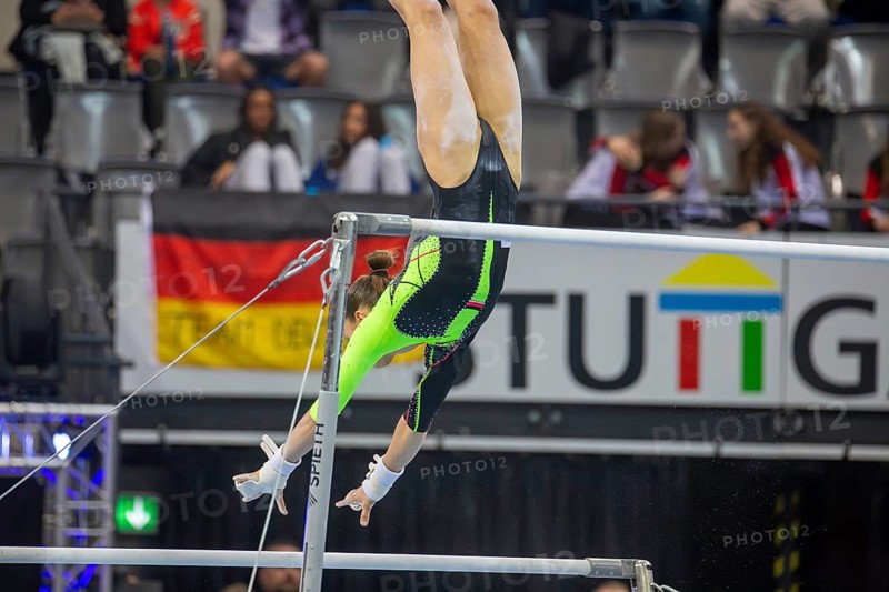 EnBW DTB-Pokal Stuttgart 2025, Mixed Cup***Janoah Müller warming up on the uneven bars