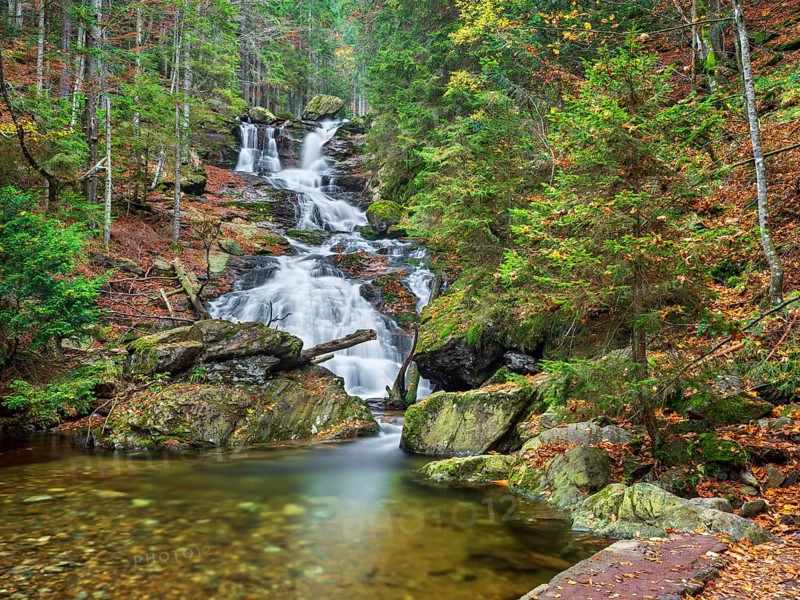 Riesloch nature reserve, Riesloch Falls, Riesloch Falls, Riesbach waterfall, also known as Rissloch, Bodenmais, Bavarian Forest, Lower Bavaria, Bavaria, Germany, Europe