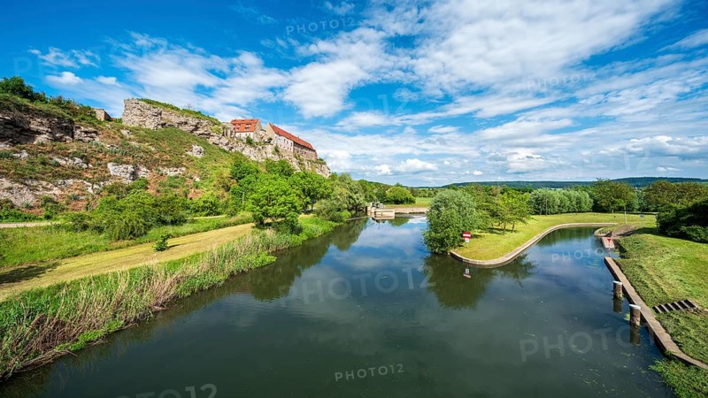 Wendelstein Castle overlooking the Unstrut near Memleben, Saxony-Anhalt, Germany, Europe