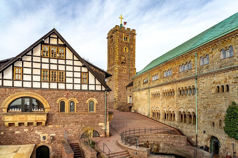 The Hofburg Imperial Palace, the second courtyard of Wartburg Castle, UNESCO World Heritage Site in Eisenach, Thuringia, Germany, Europe