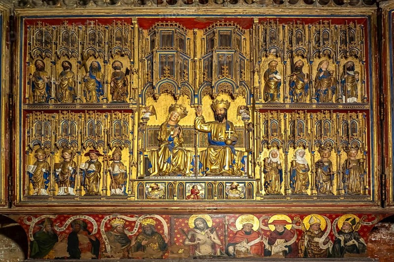Altarpiece from St Georgen in the interior of St Nikolai Church in the Hanseatic city of Wismar, Mecklenburg-Western Pomerania, Germany, Europe