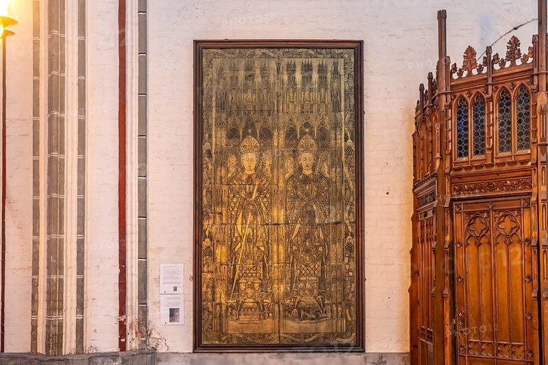 Monumental tomb slab of Bishops Ludolf and Heinrich von Bülow in Schwerin Cathedral of St Mary and St John, state capital Schwerin, Mecklenburg-Western Pomerania, Germany, Europe