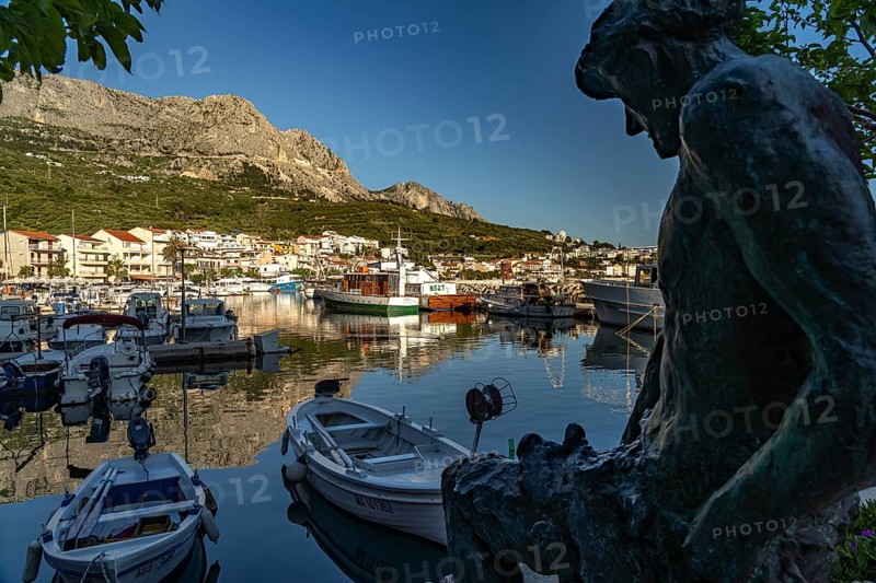 Sculpture at the harbour of Podgora, Croatia, Europe