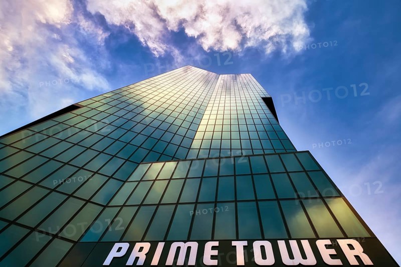 Modern high-rise building Prime Tower with glass façade, Zurich West, Canton of Zurich, Switzerland, Europe