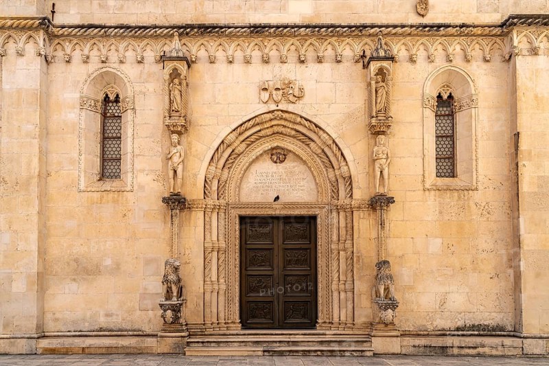 Portal of the Cathedral of St James, UNESCO World Heritage Site in Sibenik, Croatia, Europe