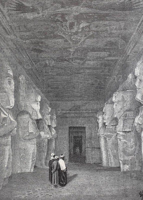The first hall in the temple of Abu Simbel, 1890, Egypt, digital reproduction of an original 19th century model, historical, Africa