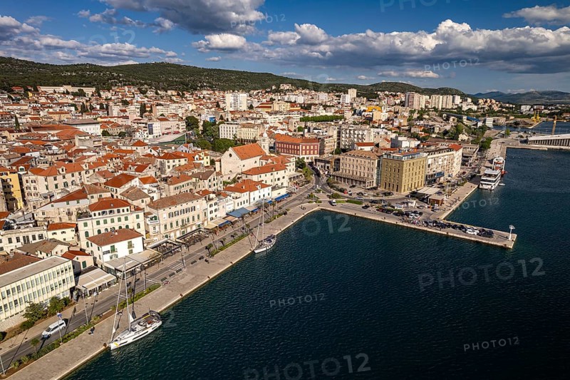 City view of Sibenik seen from the air, Croatia, Europe