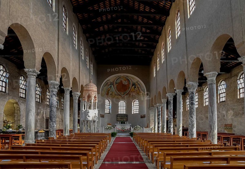Interior of the early medieval church of Sant'Eufemia from the second half of the 4th century, Grado, Grado island, Friuli Venezia Giulia region, Italy, Europe