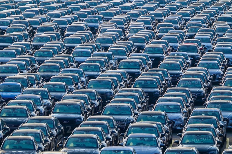 Large number of cars on assembly point, Brand Audi, Germany, Europe